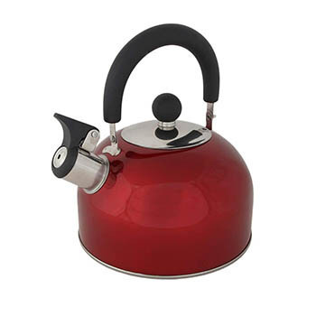 Lily's Home - Tetera silbante de acero inoxidable de 2 cuartos de galón, el calentador de té y agua, color rojo